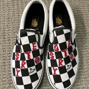Vans Vivienne Westwood Check Slip ons, Women's 10.5, Mens 9
